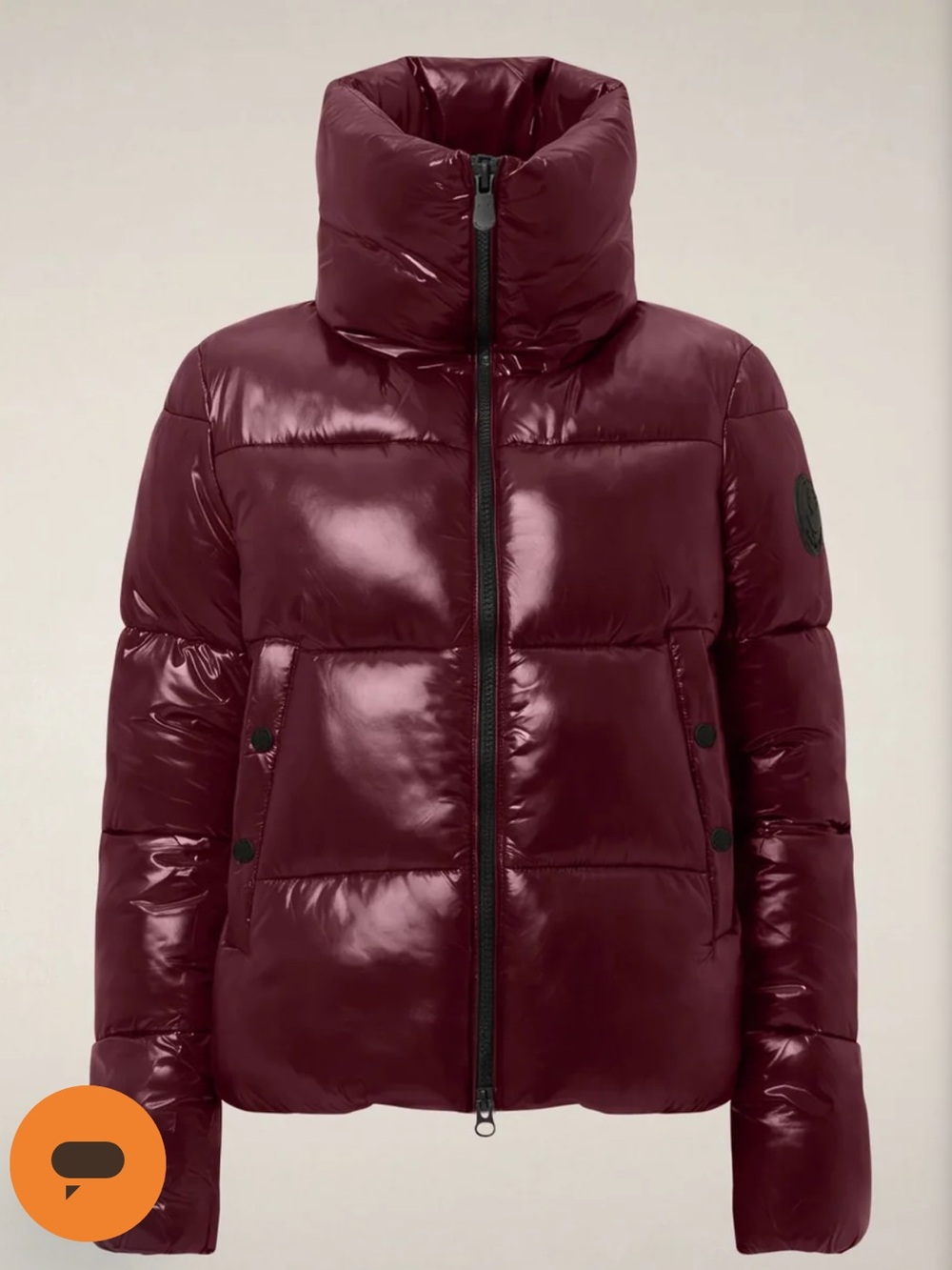 Save The Duck- Womens Burgundy High-Collar Puffer
